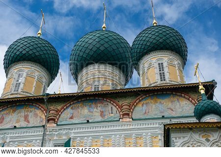 The Ancient Cathedral Of The Resurrection Of Christ Close Up On A Sunny July Day. Tutaev Romanov-bor