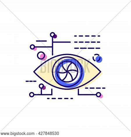 Cyberpunk Eye Color Icon. Future With Robot Technology. Bio-robot Gadgets. Human High Tech Implants.