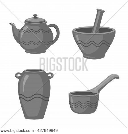 Vector Design Of Clayware And Kitchen Logo. Collection Of Clayware And Pottery Stock Vector Illustra
