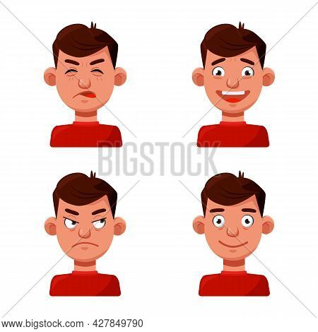 Vector Design Of Face And Boy Icon. Set Of Face And Young Stock Vector Illustration.
