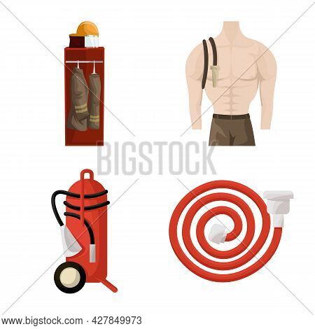 Isolated Object Of Firefighters And Fire Icon. Collection Of Firefighters And Equipment Vector Icon 