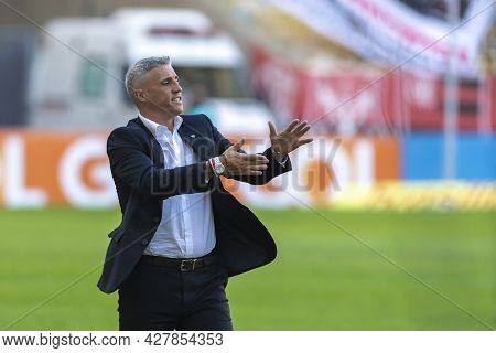 Rio, Brazil - July 25, 2021: Hernan Crespo Coach In Match Between Flamengo 5 Vs 1 Sao Paulo By 14th 