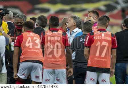 Rio, Brazil - July 25, 2021: Renato Gaucho Coach In Match Between Flamengo 5 Vs 1 Sao Paulo By 14th 