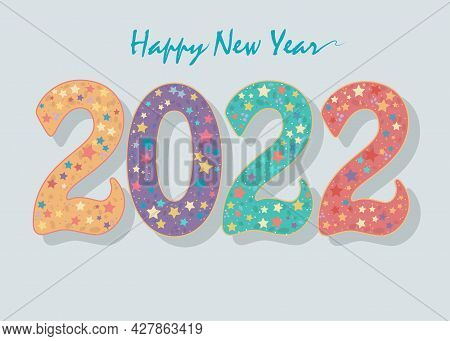 Happy New Year 2022 Colorful Number With Stars