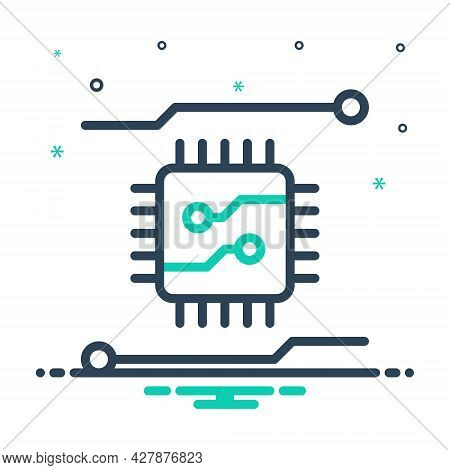 Mix Icon For Chip Computer Hardware Device Memory Thin Electronic Circuit  Technology Motherboard Di