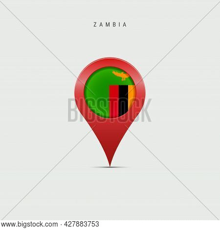 Teardrop Map Marker With Flag Of Zambia. Zambian Flag Inserted In The Location Map Pin. 3d Vector Il