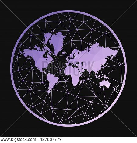 The World Icon. Vector Polygonal Map Of The World. The World Icon In Geometric Style. The World Map