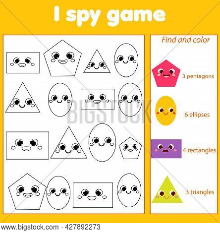 I Spy Game For Toddlers. Find And Count Objects. Educational Activity For Children. Learning Geometr