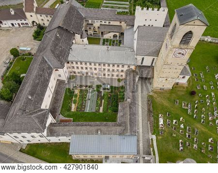 Benedictine Convent Of St. John In Mustair On The Swiss Alps