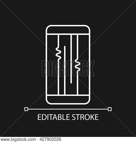 Display Or Lcd Issues White Linear Icon For Dark Theme. Touchscreen Is Flickering Or Glitching. Thin