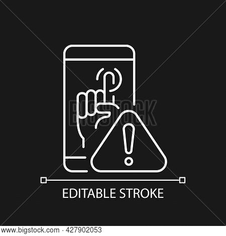 Touch Display Not Working White Linear Icon For Dark Theme. Touchscreen Unresponsive Issue. Thin Lin