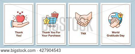 World Appreciation Day Celebration Greeting Cards With Color Icon Element Set. Postcard Vector Desig