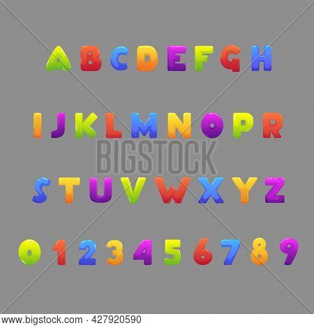 Fancy Children Font As Colorful Candies, Cartoon Vector Illustration Isolated.