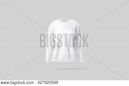Blank White Women Sport Sweatshirt Mock Up, Gray Background, 3d Rendering. Empty Woman Fleece Jumper