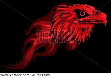 Illustration Eagle Head With Flame Vector Design