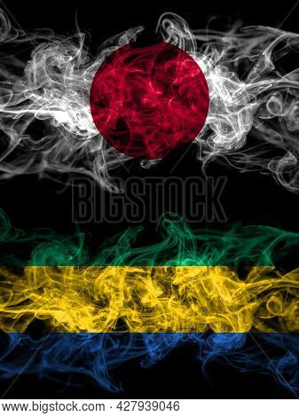 Smoke Flags Of Japan, Japanese And Gabon, Gabonese, Gabonian