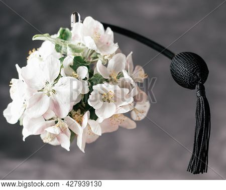 Bottle Of Eau De Toilette Or Perfume Made From Apple Blossom With Long Black Tassel Spray Pomp Soars