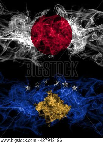 Smoke Flags Of Japan, Japanese And Kosovo, Kosovar