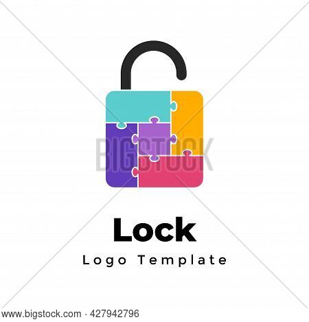 Creative Vector Internet Security Logo. Abstract Lock Puzzle Sign. Modern Minimalistic Privacy Symbo