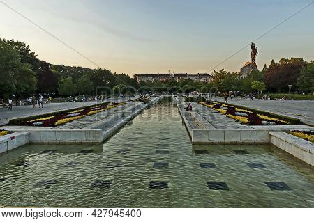 Sofia, Bulgaria -  August 20, 2012: Part Of A Residential Area Overlooking The Fountains And Ruins O