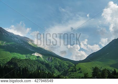 Mountain Peaks In The Western Part Of The Main Caucasian Ridge.