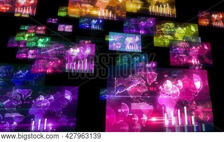 Business Charts And Economy Graphs On Screen Illustration