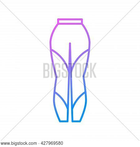 Stretching Leggings Outline Icon. Homewear And Sleepwear. Purple Gradient Symbol. Isolated Vector St