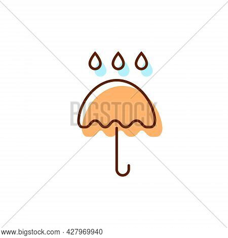 Umbrella With Rain Drops Flat Icon. Fabric Feature. Textile Industry. Material Quality. Fiber Type. 
