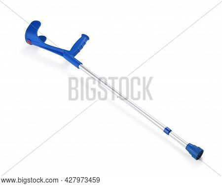 New Adjustable Elbow Crutch On White Background, Above View