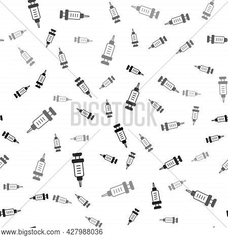 Black Addiction To The Drug Icon Isolated Seamless Pattern On White Background. Heroin, Narcotic, Ad