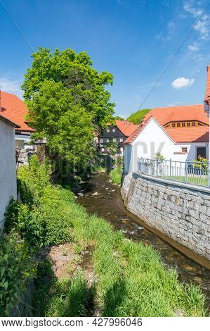 Miedzianka Brook In City Center Of Bogatynia, Poland.
