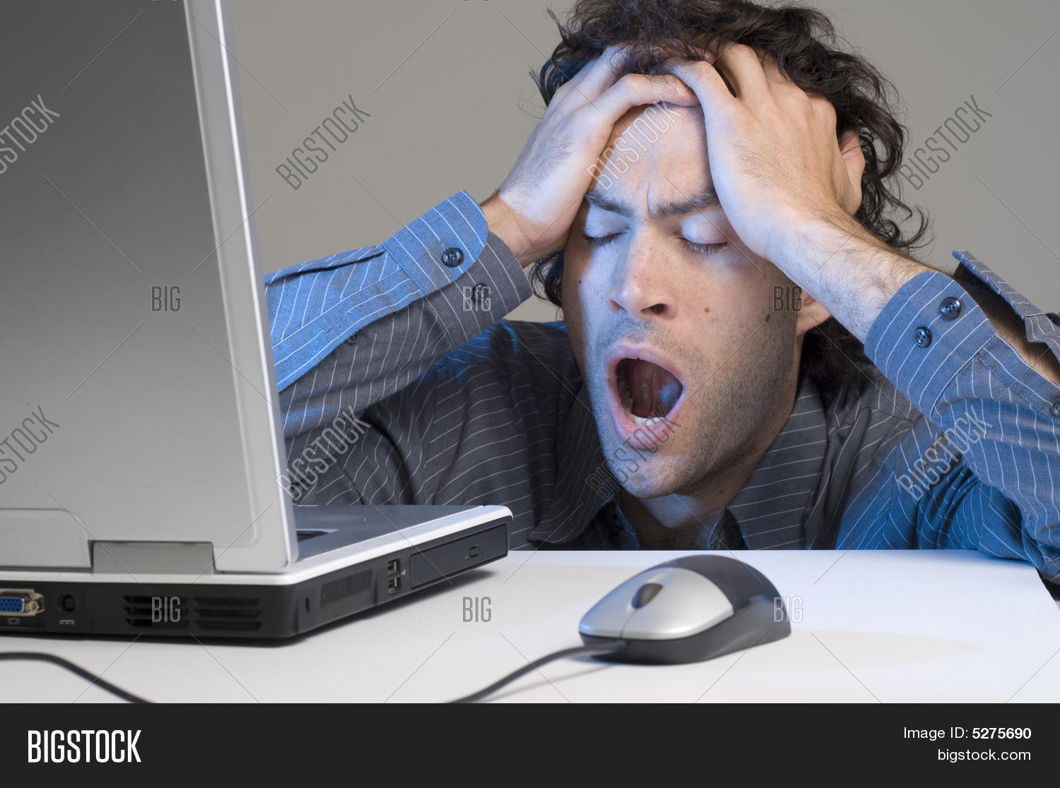 Tired Man Computer Image & Photo (Free Trial) Bigstock