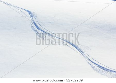 Skiing, snow - freeride tracks on powder snow
