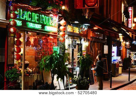 Latin Quarter Of Paris By Night