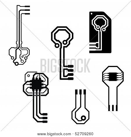 Vector electronic circuit keys