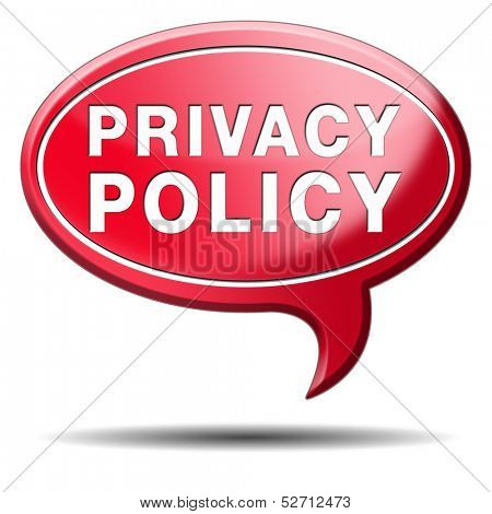 Internet safety privacy policy and data protection of personal information. Terms for safe use of confidential info. Icon button or sign. 