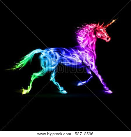 Colorful fire unicorn.