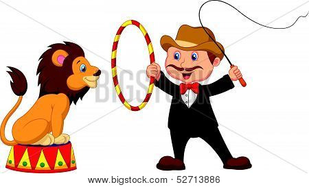 Cartoon Lion Tamer with lion