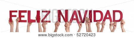 People Holding Feliz Navidad