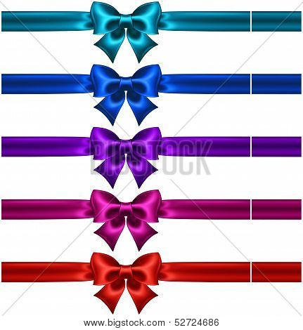 Set Of Silk Bows With Ribbons In Dark Colors