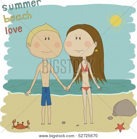 illustration of a couple on the beach