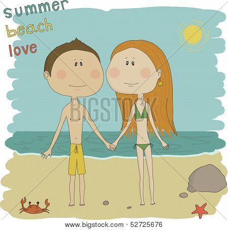 illustration of a couple on the beach