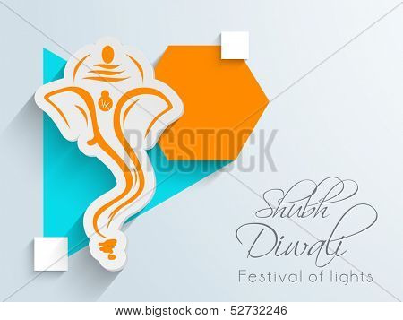 Creative illustration of Hindu mythology Lord Ganesha on colorful abstract background for Indian festival of lights, Shubh Dipawali (Happy Dipawali).