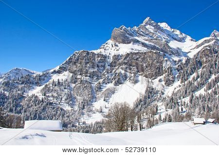 Winter in the swiss alps (Braunwald, Glarus, Switzerland)