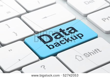 Information concept: Data Backup on computer keyboard background