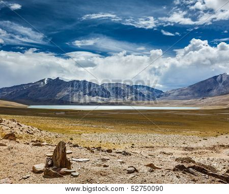 Himalayan lake Kyagar Tso, Ladakh, India