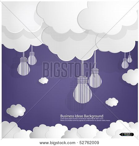 White Bulbs And Clouds On Blue Sky Background