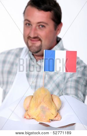 Man with French poultry