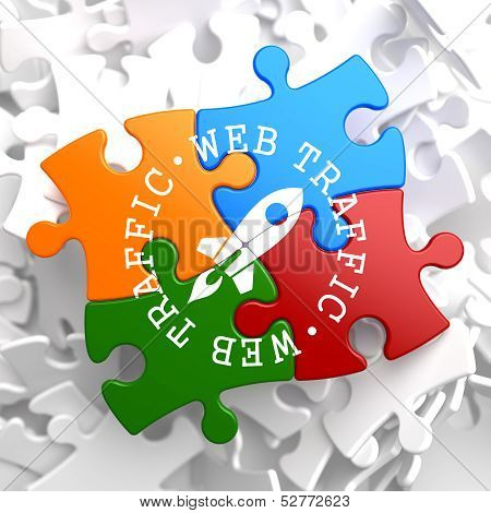 Web Traffic Concept on Multicolor Puzzle.
