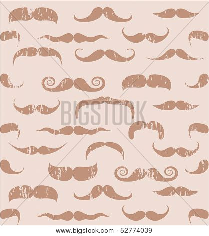 Seamless retro style mustache pattern. Vector background.